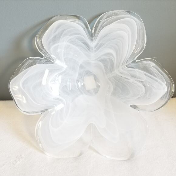 Vintage Obestdorfer Glashutte Mundgeblasen Open Flower Blown Glass Art Bowl Dish - Picture 2 of 16
